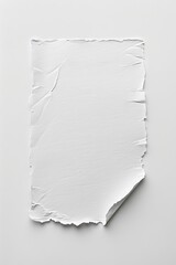 Wall Mural - A piece of white paper with torn edges on a white background.