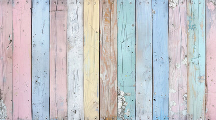 Poster - Pastel colored wooden planks with copy space for background, texture, or design themes.