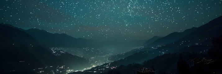 Wall Mural - The milky rising in the night sky over the mountains, landscapes.