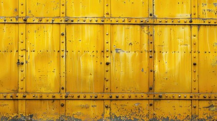 Wall Mural - Yellow metallic wall with weld marks front view backdrop image