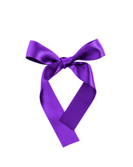 Poster - Satin ribbon bow violet color isolated on white background