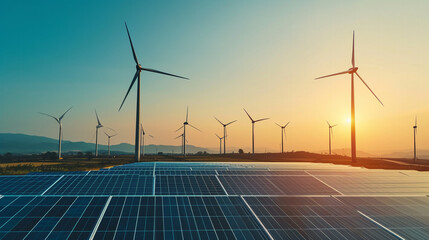 wind turbine at sunset