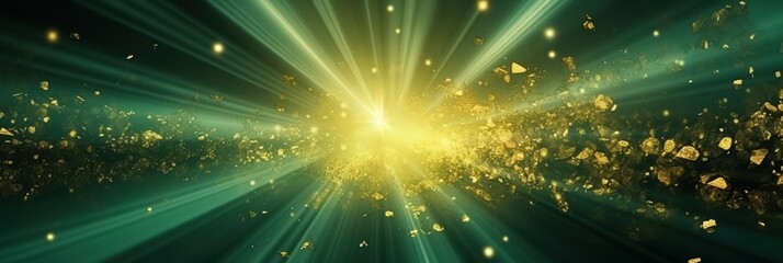 Poster - Abstract Golden and Green Light Rays