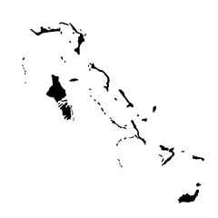 Wall Mural - bahamas map silhouette on transparent background