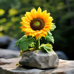 Canvas Print - sunflower on a rock