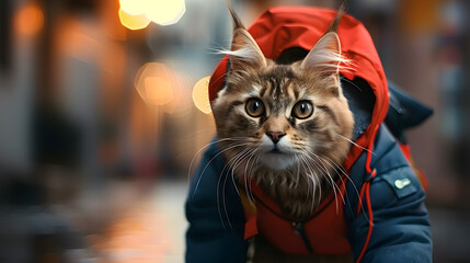 Poster - Cute cat wearing like courier