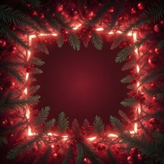 Wall Mural - Red christmas bauble frame with copy space