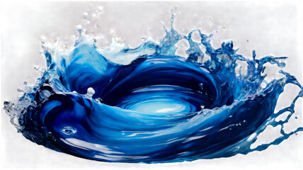 Poster - Blue whirlpool splash isolated on transparent background, slightly wavy flowing liquid