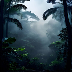 Poster - tropical jungle with palm trees