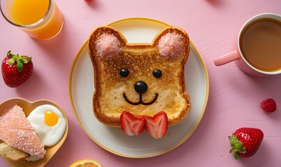Wall Mural - French toast shaped like a cute dog, Generative AI