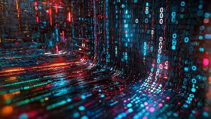 Poster - Abstract hi-tech background made of rectangular shapes and lines. data flow and geometric forms