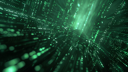 Poster - abstract tech background. retro green monochrome phosphor monitor display with pixel sorting glitch 