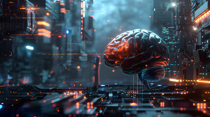 Poster - brain connected to technology