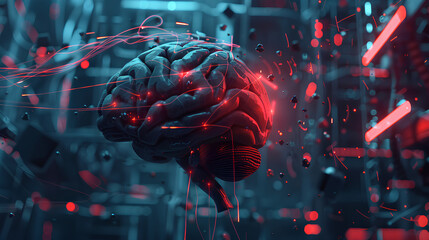 Poster - brain connected to technology