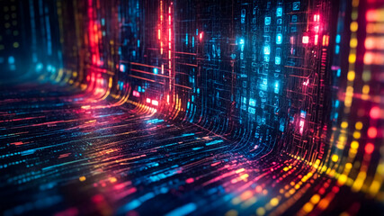Poster - Abstract hi-tech background made of rectangular shapes and lines. data flow and geometric forms