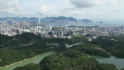 Wall Mural - June 23 2024 the landscape of city and Kam Shan Country Park, hk