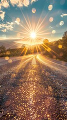 Wall Mural - Sunrise on a mountain road