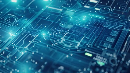Poster - detailed view of an intricate electronic circuit board showing various components and connections, d