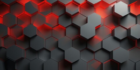 Canvas Print - Abstract Red and Black Hexagon Pattern