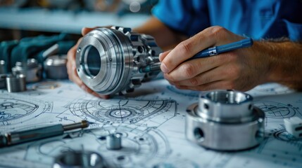 Engineer Examining a Metal Component