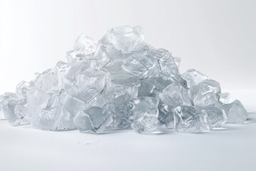 Heap of crushed ice isolated on white background with copy space