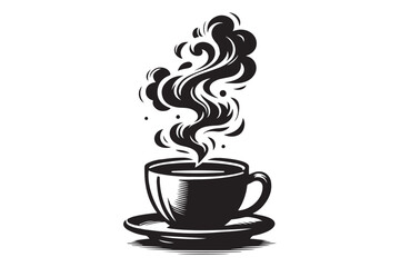 Coffee Cup with Smoke silhouette vector isolated on a white background