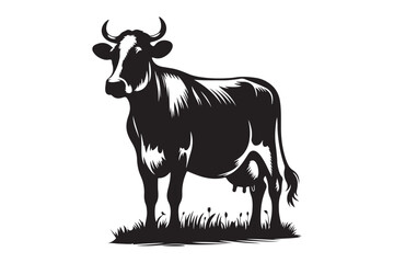  cow silhouette vector isolated on a white background