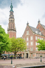 Wall Mural - View at the City hall building in the streets of Leiden - Netherlands