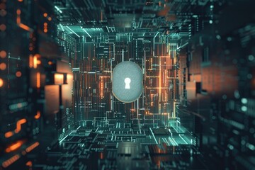 Digital keyhole. Concept of cyber security  firewall  network security  data encryption