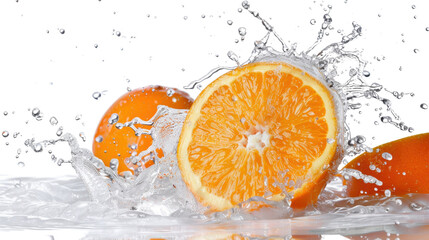 Canvas Print - Orange with water splash collage on transparent background