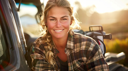 Poster - Portrait of a person near a car