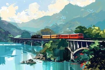 Wall Mural - A digital painting palette where each color represents a different travel mood