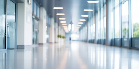 Sticker - Empty Corridor with Windows and Glass Doors