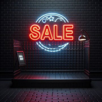 3D render of neon signs on blackboard sale