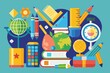© wasana - stylized arrangement of school supplies, showcasing the creativity and imagination that goes into designing school's learning environment., supplies, abstract