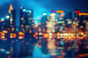 Wall Mural - Defocused cityscape at night with bright lights 