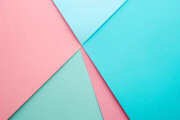 Poster - Soft pastel background with pink, blue, and green gradient featuring a triangular paper shape for copy space in the view from above.


