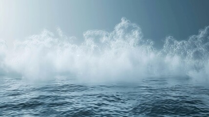Wall Mural - realistic mist effect from an atomizer, creating a transparent water spray in front of a plain backd