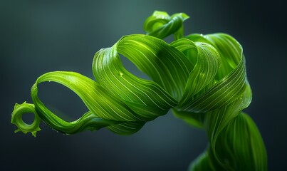 Sticker - Close-up of a green leaf with water droplets. AI.