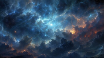 Wall Mural - a beautiful and colorful nebula with stars. ai.