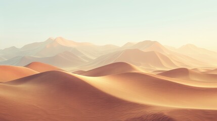 Canvas Print - A vast and beautiful desert landscape with rolling sand dunes and a clear blue sky. AI.