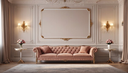 Wall Mural - Classic Salon: Timeless Elegance Adorning the Empty Wall, Generative AI