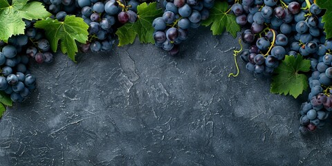 Ripe garden grapes background, grapes background in One Isolated background. Top view, With copy space. Generative ai