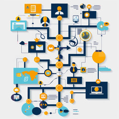 Poster - Infographic, flowchart, workflow, diagram, and organization chart illustrated in vector format.