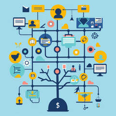 Poster - Infographic, flowchart, workflow, diagram, and organization chart illustrated in vector format.