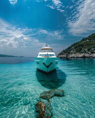 Wall Mural - Luxury white yacht in the sea