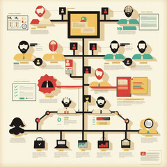 Poster - Infographic, flowchart, workflow, diagram, and organization chart illustrated in vector format.