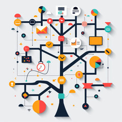 Poster - Infographic, flowchart, workflow, diagram, and organization chart illustrated in vector format.
