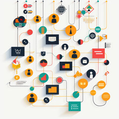 Poster - Infographic, flowchart, workflow, diagram, and organization chart illustrated in vector format.