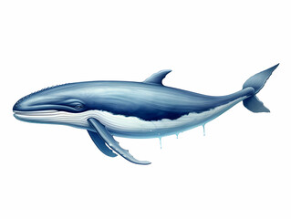 Sticker - Blue Whale in white background, blue Whale isolated Raster object, 3D blue whale illustration